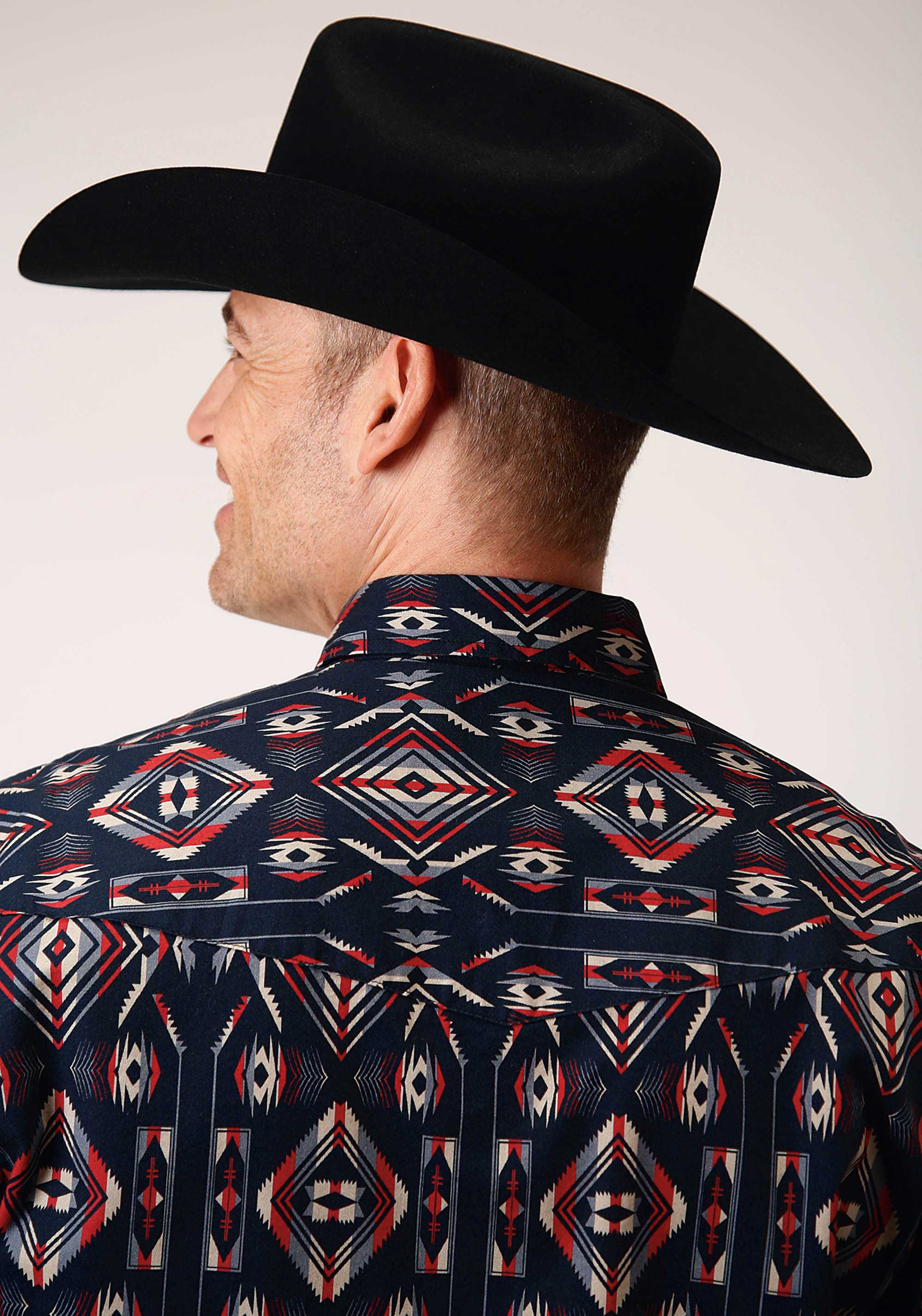 ROPER MEN'S BLACK Vertical Aztec Print WESTERN SNAP SHIRT