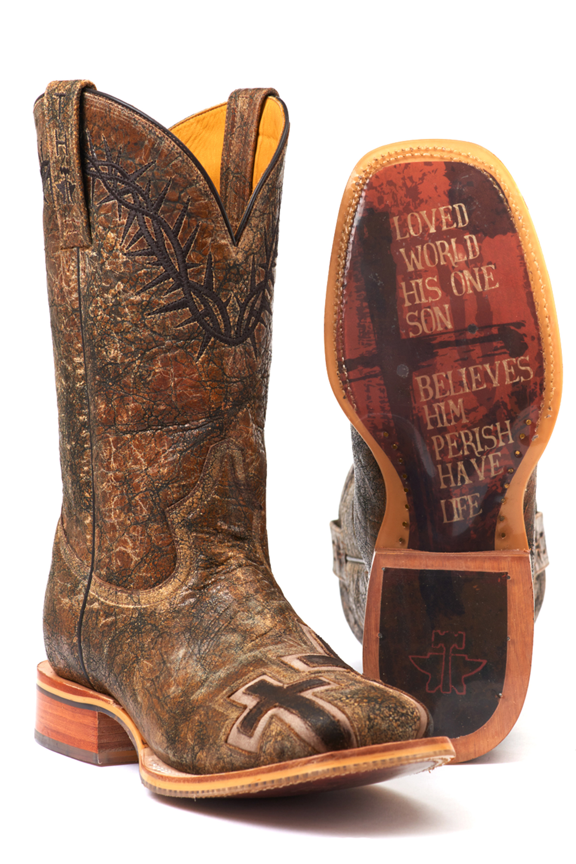 Tin Haul Men's JOHN 3:16 Cowboy Boots