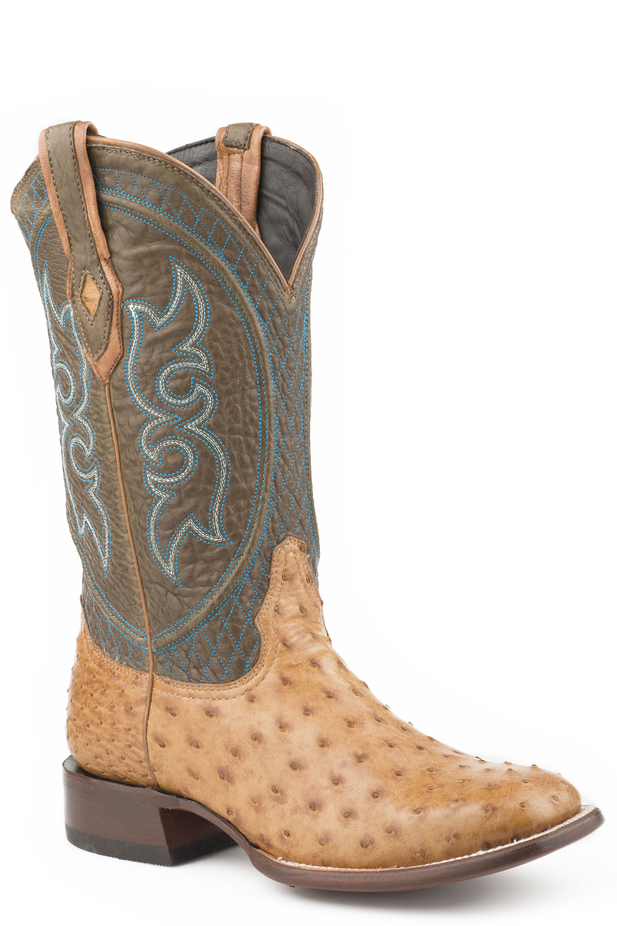 STETSON MEN'S PABLO ANTIQUE OSTRICH VAMP BROWN 13''SHAFT COWBOY BOOT